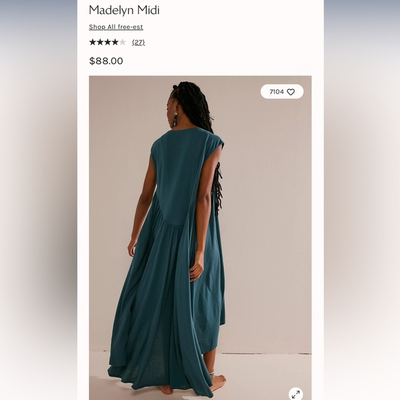 NWOT Free People Beach Madelyn Midi dress-size MEDIUM - Picture 2 of 3